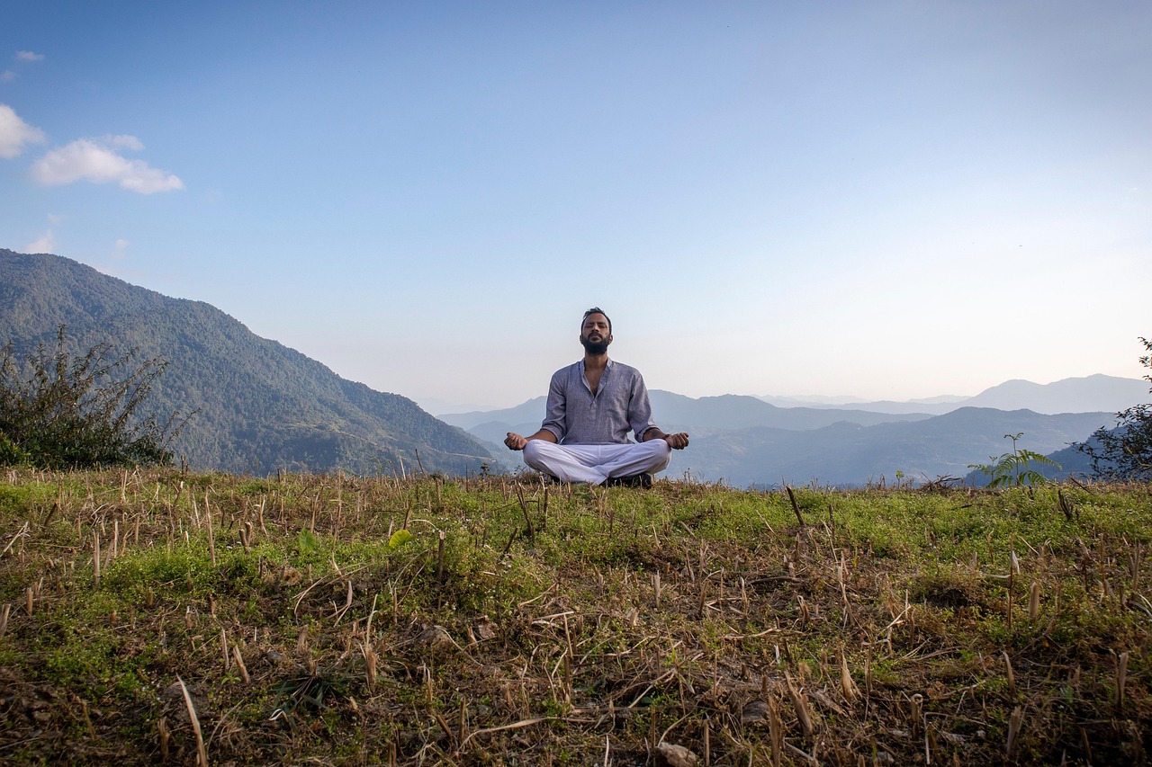 meditation, yoga, outdoors, mindfulness, spirituality, guru, nepal, himalayas, nature, man